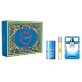 Versace Man Eau Fraiche Dovanų rinkinys Tualetinis vanduo 100ml + Tualetinis vanduo 10ml + Tepamas Dezodorantasas 75ml