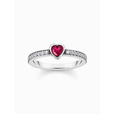 Thomas Sabo TR2448-640-10-54 Silver solitaire ring w. red stone + zirconia 
