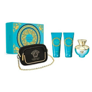 Versace Pour Femme Dylan Turquoise  Dovanų rinkinys, Tualetinis vanduo 100ml + Kūno losjonas 100ml + Dušo želė 100ml + kosmetikos krepšys