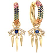 Ania Haie EST048-12 Hoop Earrings Rainbow Evil Eye + 1 x 2-Pendant Set