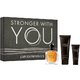 Giorgio Armani Stronger With You Dovanų rinkinys Tualetinis vanduo 100ml + Tualetinis vanduo 15ml + Dušo želė 75ml